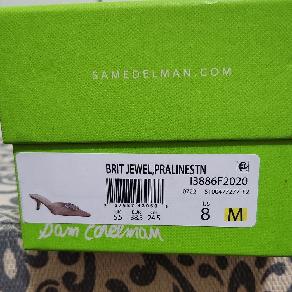 Sam Edelman Brit Jewel Praline Kitten Heel Mule with Sparkling Buckle Sz 8 - Picture 6 of 6